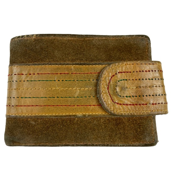 Vintage Genuine Leather Mens Wallet Single Bill Fold Snap Closure Change Pocket - Picture 1 of 11